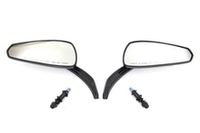 Load image into Gallery viewer, Gloss Black Tribal Teardrop Mirrors with Billet Stems