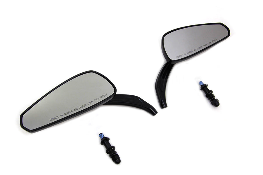 Gloss Black Tribal Teardrop Mirrors with Billet Stems