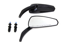 Load image into Gallery viewer, Gloss Black Tribal Teardrop Mirrors with Billet Stems