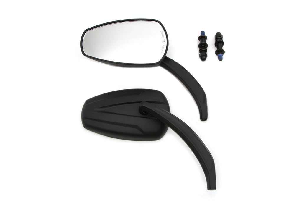 Black Teardrop Mirror Set with Billet Stems