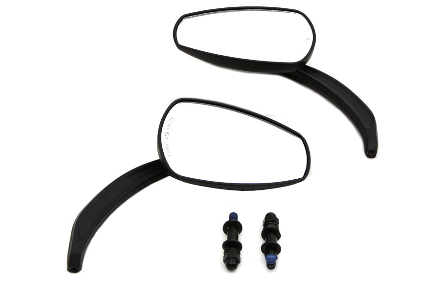 Black Teardrop Mirror Set with Billet Stems