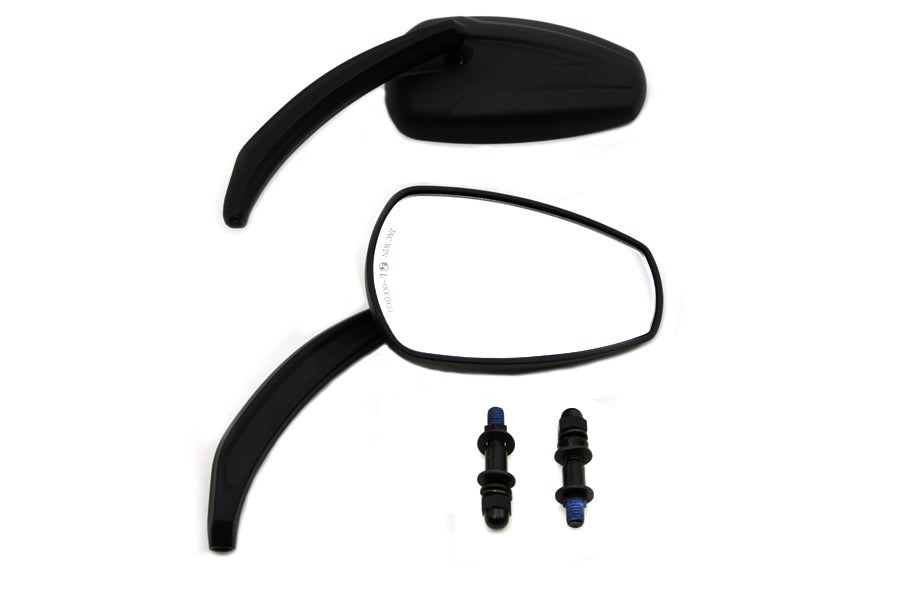 Black Teardrop Mirror Set with Billet Stems