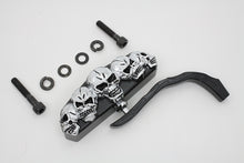 Load image into Gallery viewer, Black 5 Skull Mirror with Billet Worm Stem