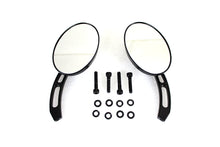 Load image into Gallery viewer, Oval Mirror Set with Billet 3 Slot Stem Black