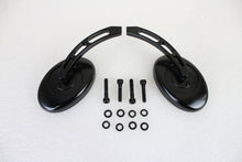 Load image into Gallery viewer, Oval Mirror Set with Billet 3 Slot Stem Black
