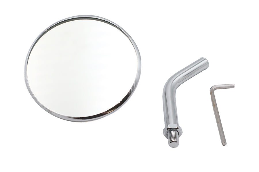 3 inch Round Mini Mirror Top Triple Tree Mount Chrome