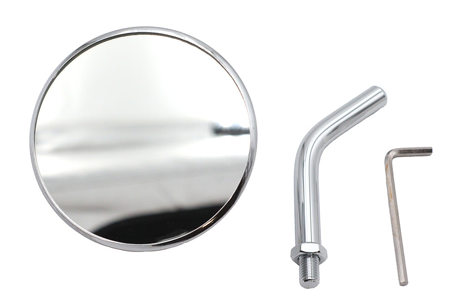 3 inch Round Mini Mirror Top Triple Tree Mount Chrome