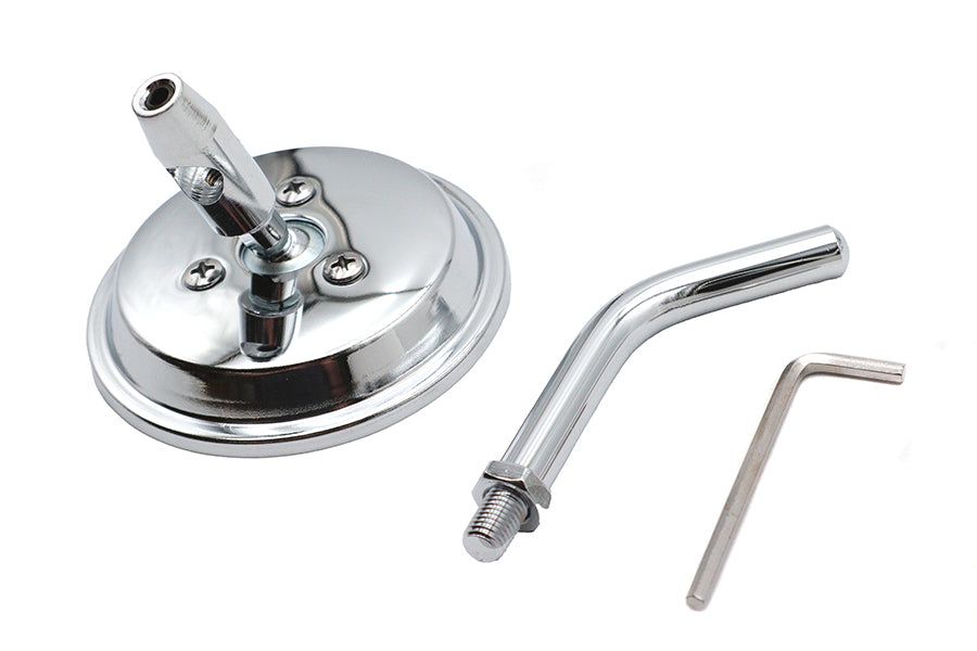 3 inch Round Mini Mirror Top Triple Tree Mount Chrome
