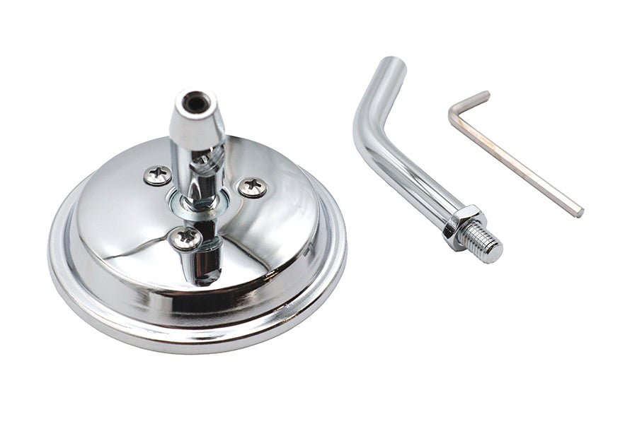 3 inch Round Mini Mirror Top Triple Tree Mount Chrome