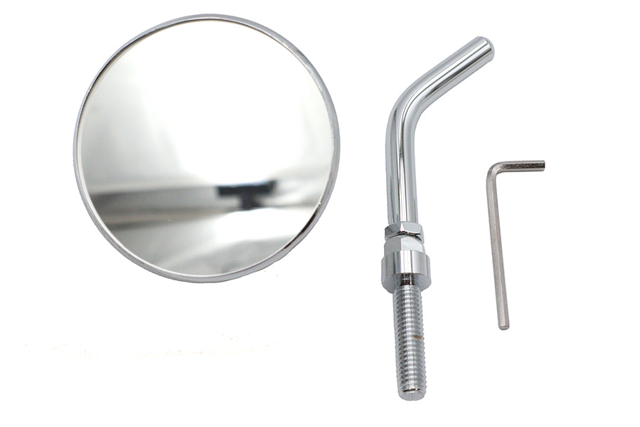 3 inch Round Mini Mirror Top Triple Tree Mount Chrome