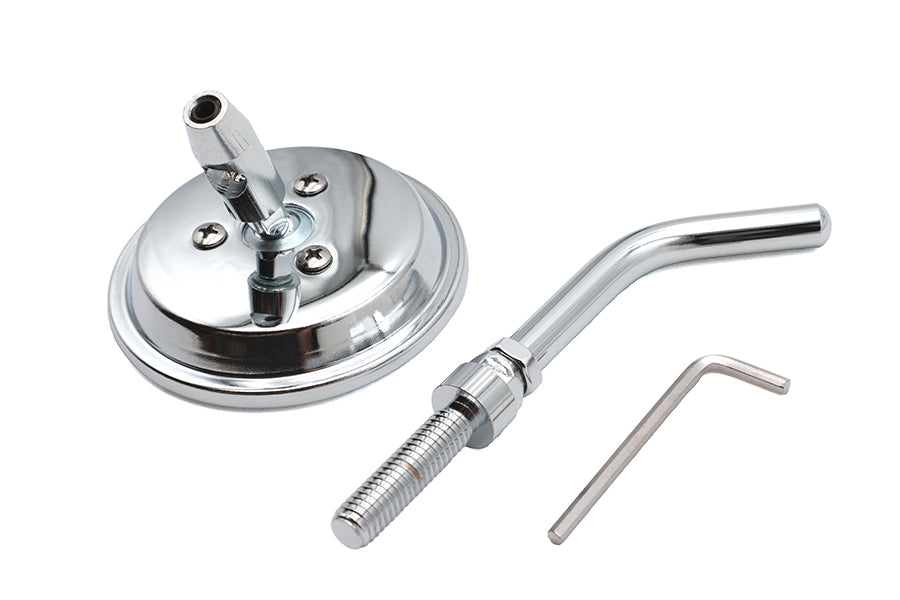 3 inch Round Mini Mirror Top Triple Tree Mount Chrome