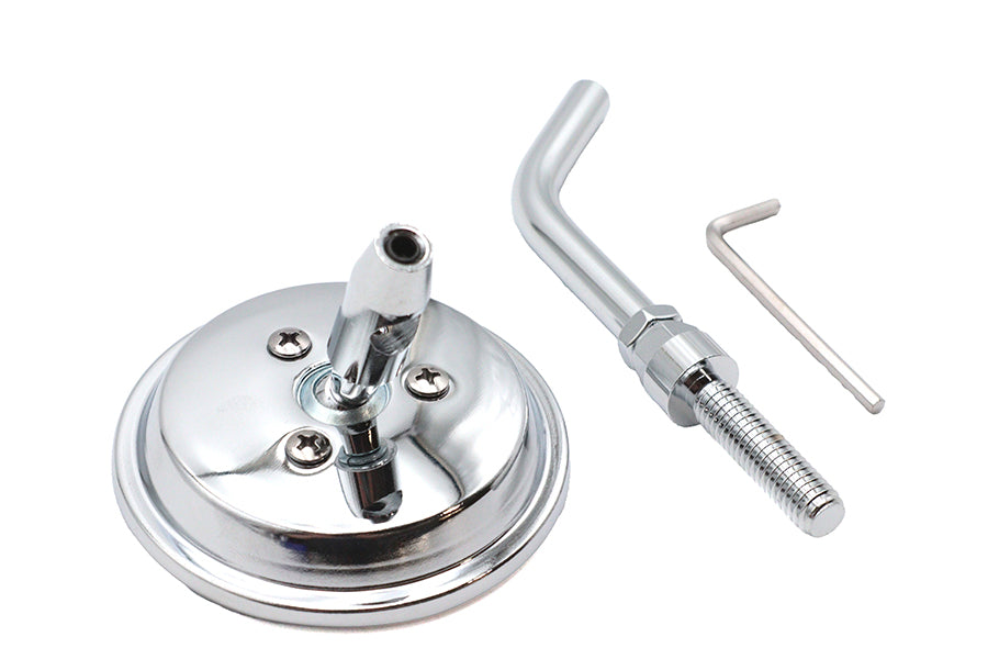 3 inch Round Mini Mirror Top Triple Tree Mount Chrome