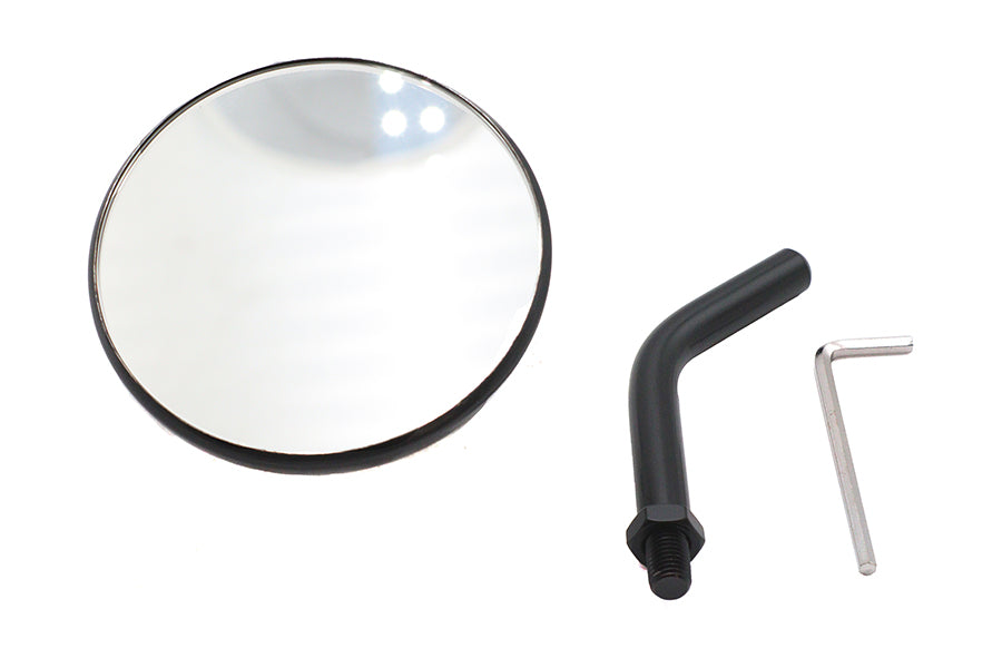 3 inch Round Mini Mirror Top Triple Tree Mount Black
