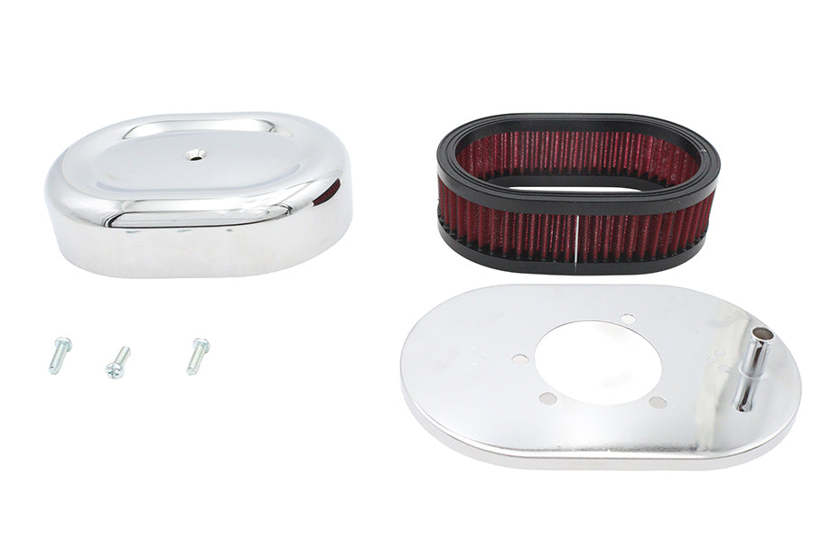 Mini Oval Air Cleaner Kit Chrome For CV Carburetors