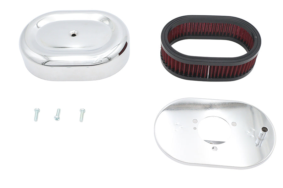 Mini Oval Air Cleaner Kit Chrome For Bendix Carburetors