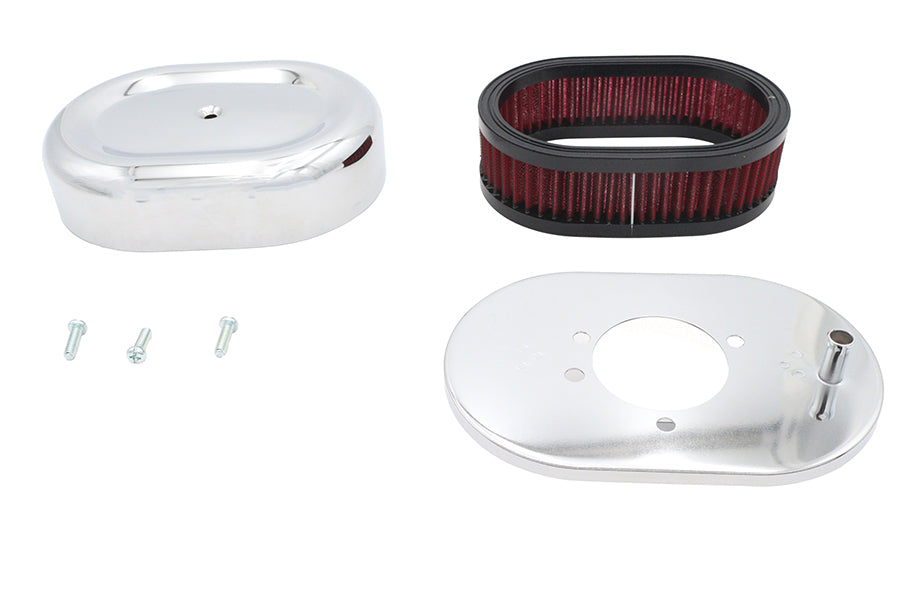 Mini Oval Air Cleaner Kit Chrome For Shorty Carburetors