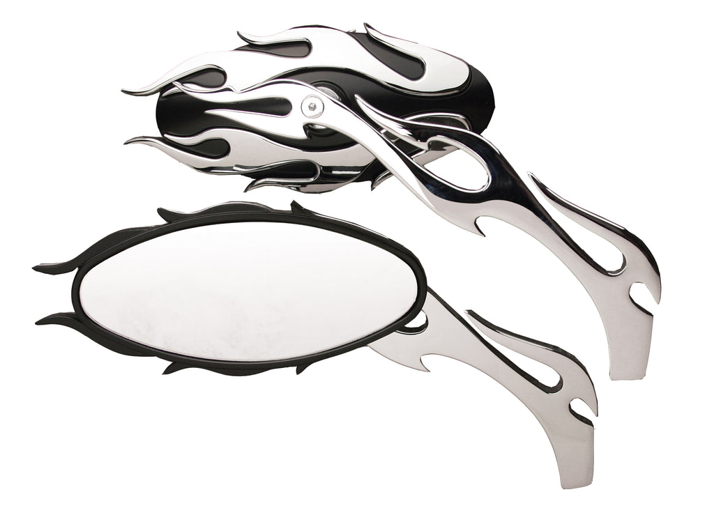 Black Fireball Mirror Set with Flame Stems