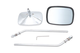 Chrome Rectangle Mirror Set with Round Stems