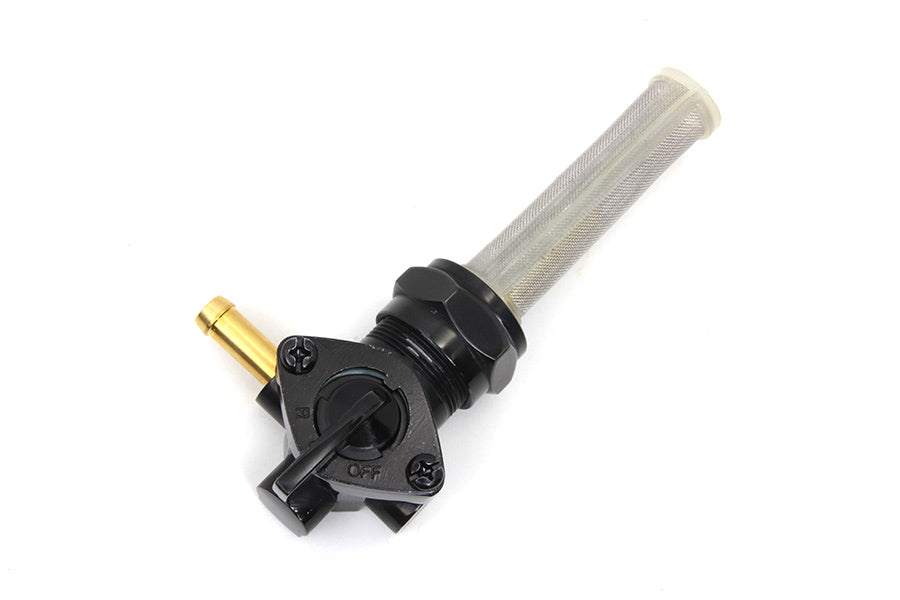 Black Petcock with Nut and 90 Left Outlet