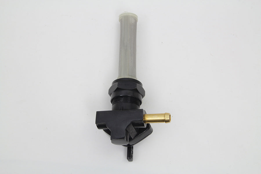 Black Petcock with Nut and 90 Left Outlet