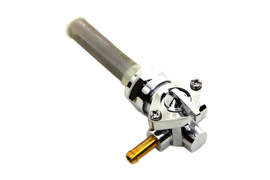 Chrome Petcock with Nut and 90 Left Outlet