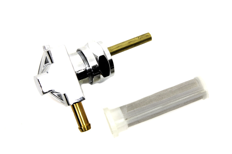 Chrome Petcock with Nut and 90 Left Outlet