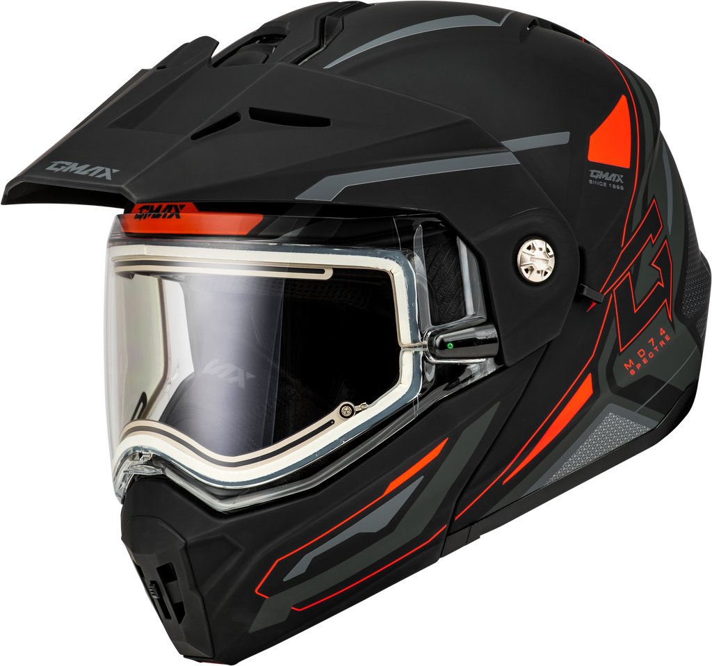 Md 74s Spectre Snow Helmet W/ Elec Shield Matte Black/Red 3x