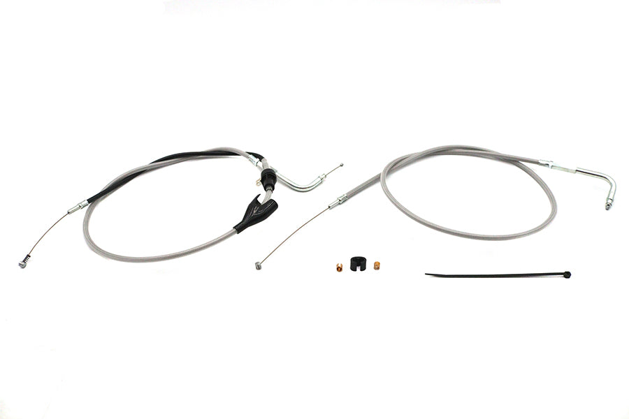 43 inch Stainless Steel Throttle and Idle Cable Set Clear Co