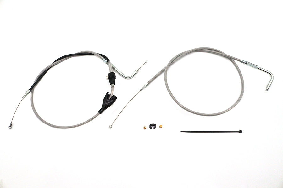 43 inch Stainless Steel Throttle and Idle Cable Set Clear Co