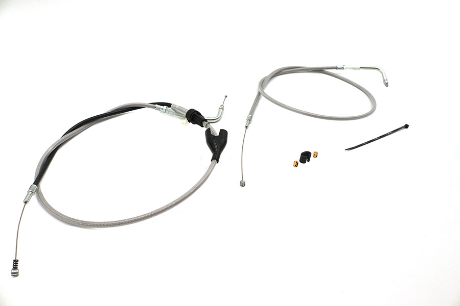 43 inch Stainless Steel Throttle and Idle Cable Set Clear Co