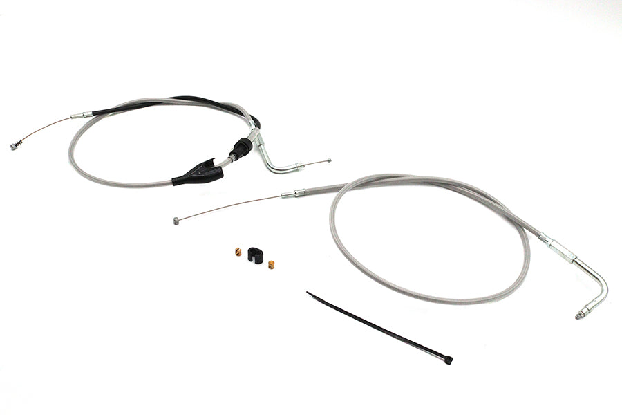 43 inch Stainless Steel Throttle and Idle Cable Set Clear Co