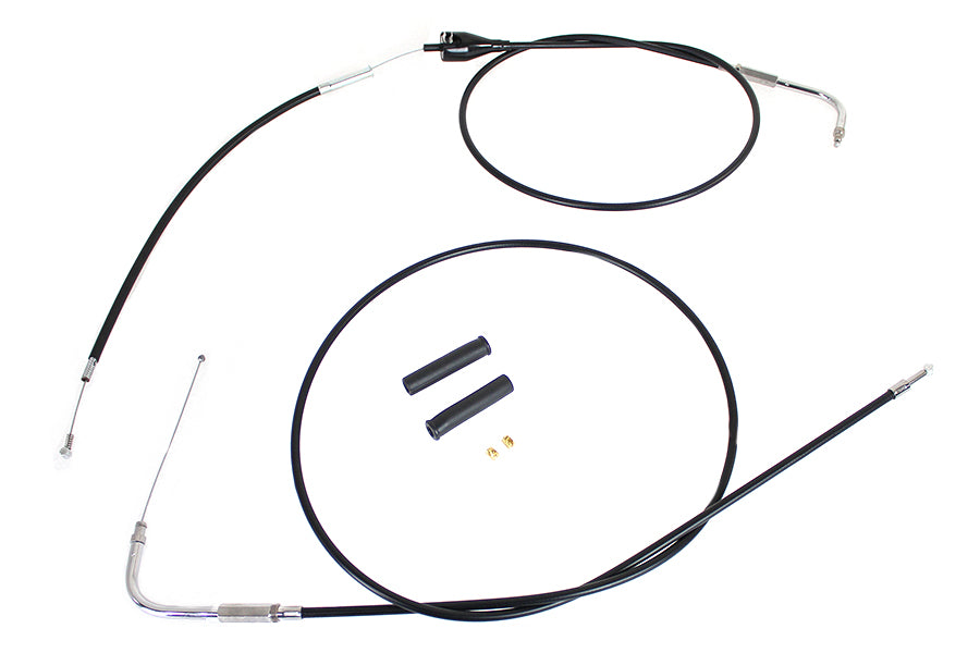 Stainless Steel Throttle and Idle Cable Set Black Coat +8 in