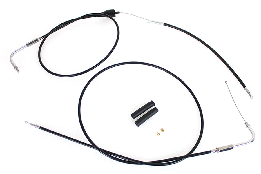 Stainless Steel Throttle and Idle Cable Set Black Coat +8 in