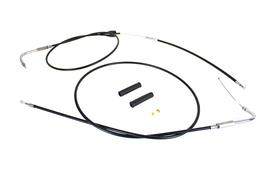 Stainless Steel Throttle and Idle Cable Set Black Coat +8 in
