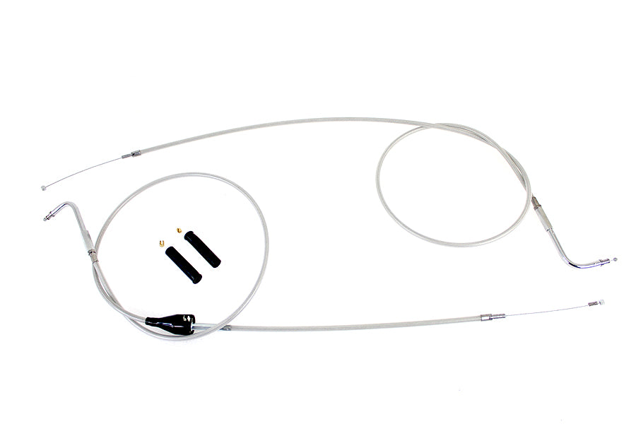 Stainless Steel Throttle and Idle Cable Set Clear Coat +8 in