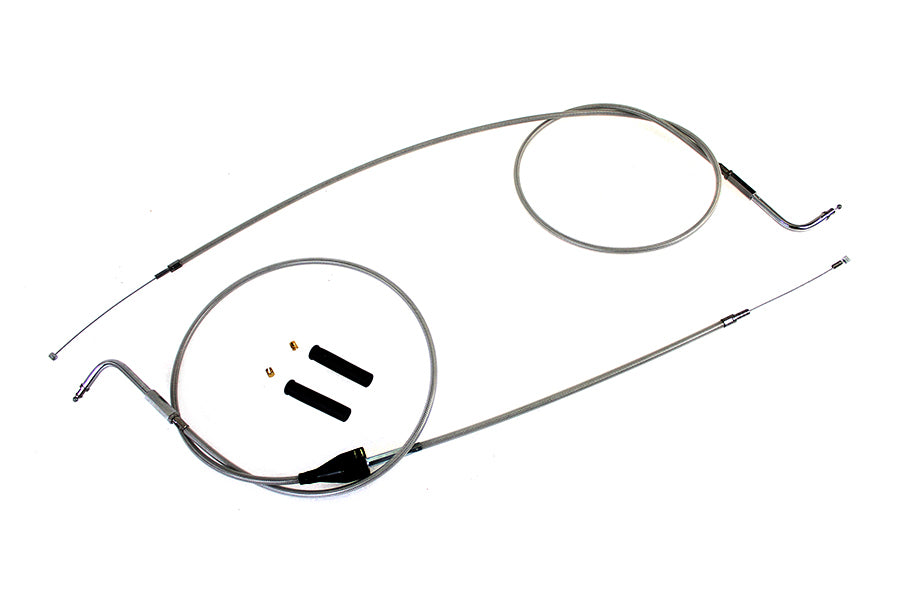 Stainless Steel Throttle and Idle Cable Set Clear Coat +8 in