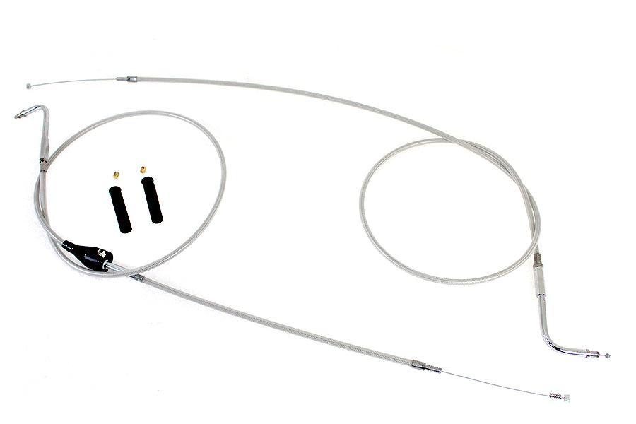 Stainless Steel Throttle and Idle Cable Set Clear Coat +8 in