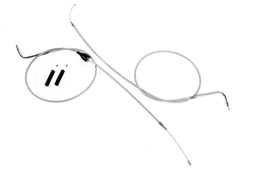 Stainless Steel Throttle and Idle Cable Set Clear Coat +8 in