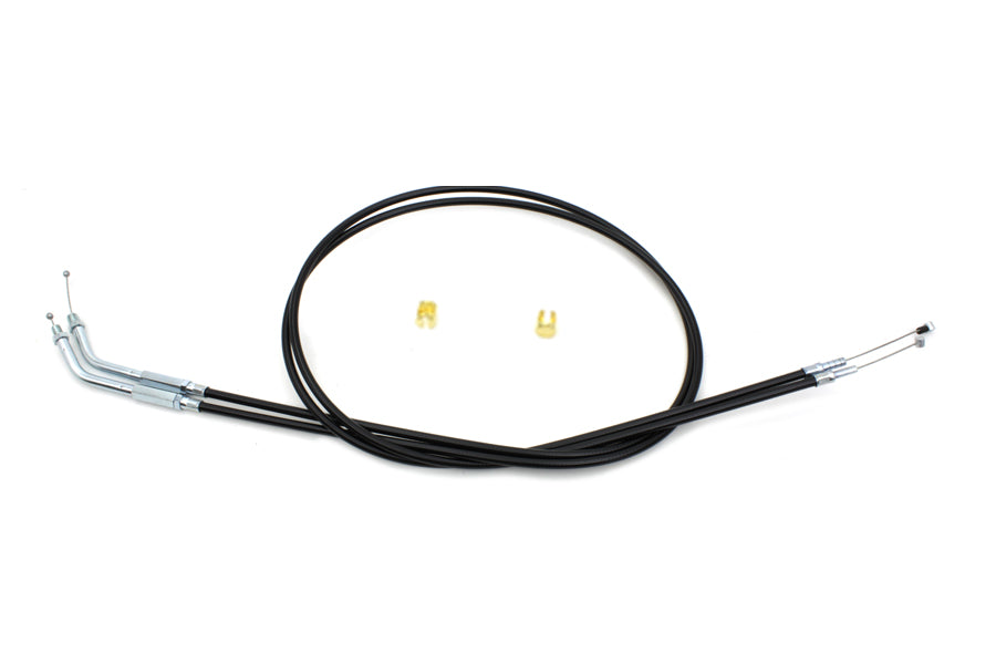 Black Throttle and Idle Cable Set with 45 Elbow Fitting