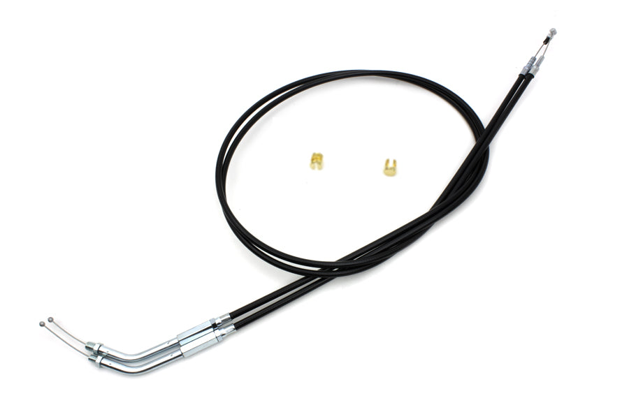 Black Throttle and Idle Cable Set with 45 Elbow Fitting