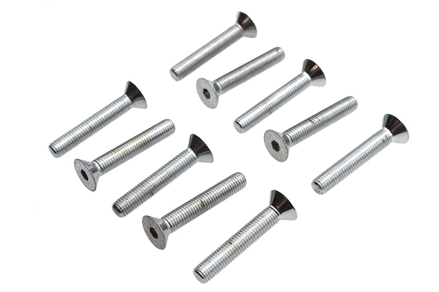 Allen Flat Head Screws Chrome 1/4 inch-28 x 1-1/2 inch