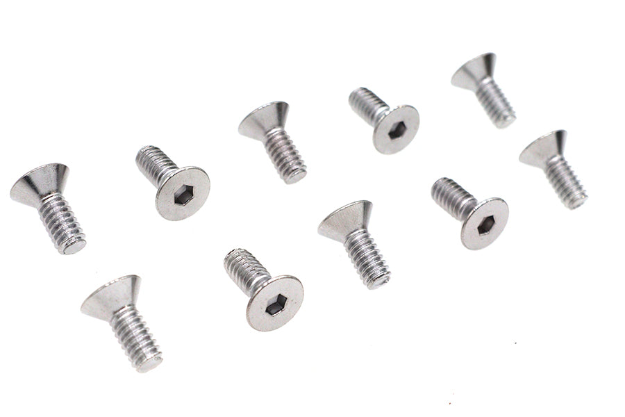 Allen Flat Head Screws Chrome 1/4 inch x 5/8 inch