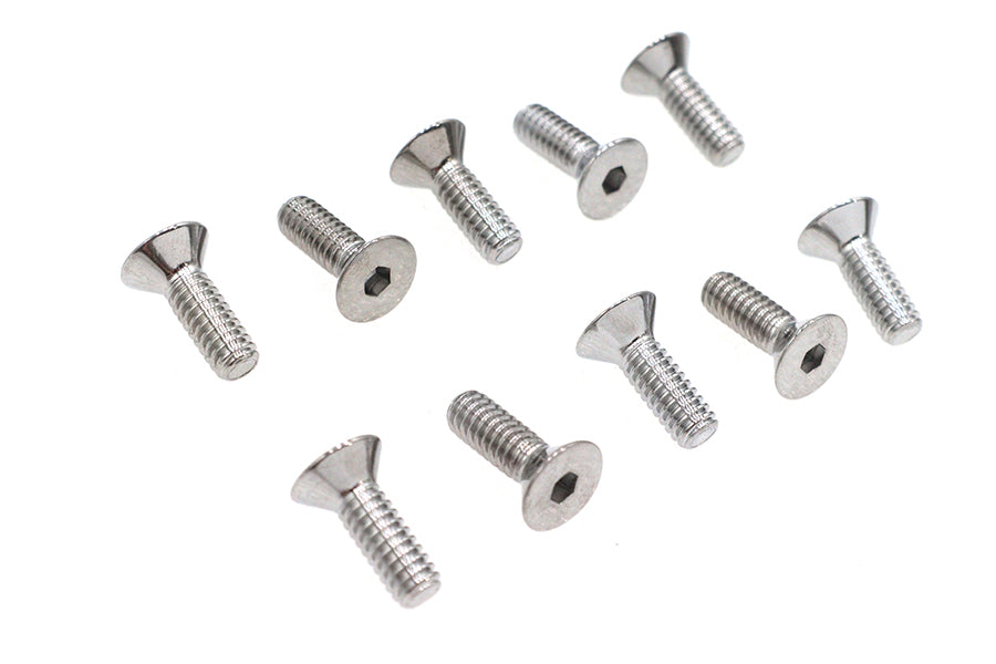 Allen Flat Head Screws Chrome 1/4 inch x 3/4 inch