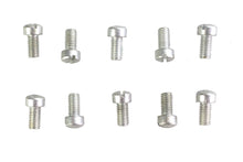 Load image into Gallery viewer, Colony Fillister Head Screws 10-32 x 3/8 inch in a hardware setting, showing the screws with shiny metal finish and flat head design.