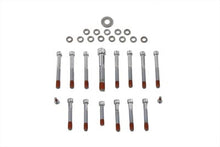 Load image into Gallery viewer, V-Twin V-TWIN Cam Cover Allen Screw Kit for motorcycle engine, featuring metal screws and hardware for secure cam cover assembly.