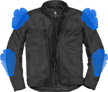 Load image into Gallery viewer, Black Scorpion Exo Vortex Air II jacket displayed on a mannequin, showcasing its lightweight design and ventilation features.