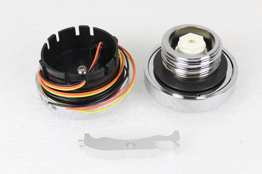 Chrome LED Ribbed Style Fuel Gauge and Filler Cap Set
