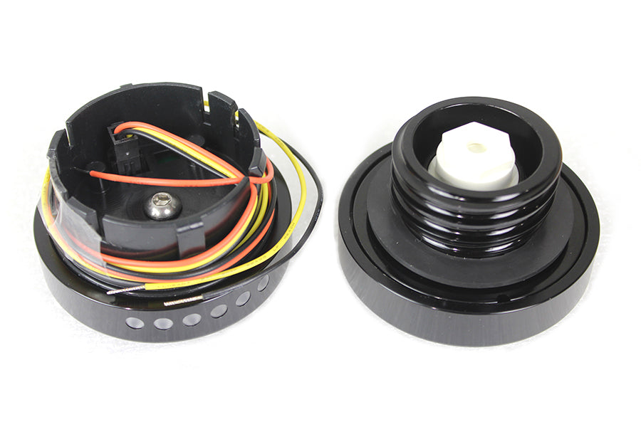 Black LED Ribbed Style Fuel Gauge and Filler Cap Set