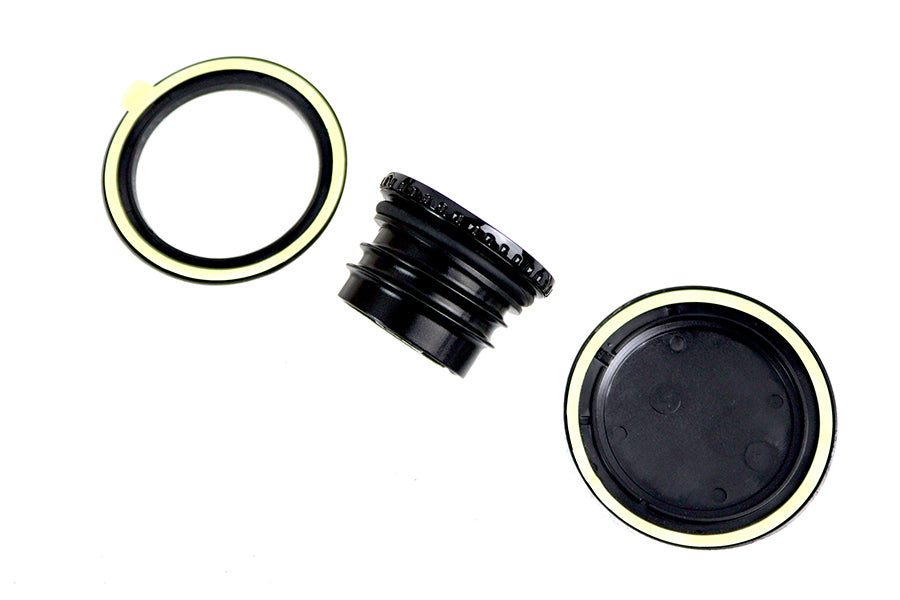 Flush Mount Gas Cap & Left Side Tank Cap Kit Black