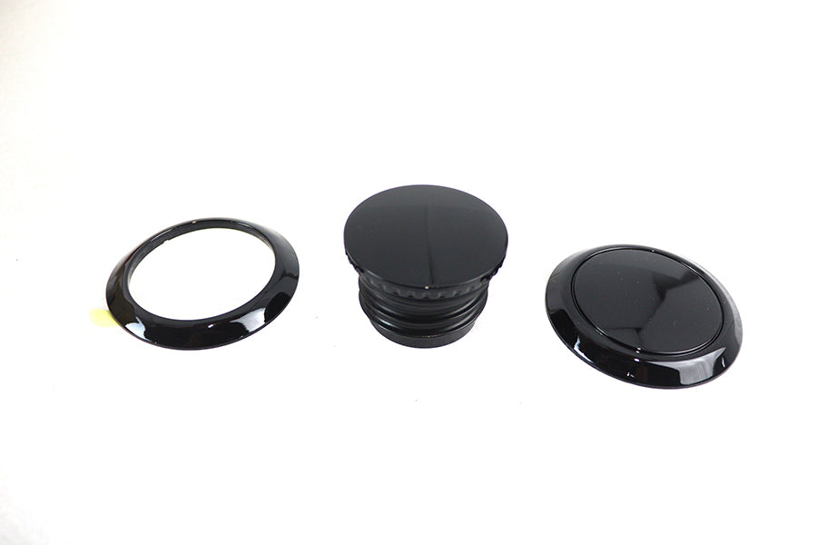 Flush Mount Gas Cap & Left Side Tank Cap Kit Black